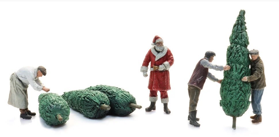 Santa Claus loading Christmas trees