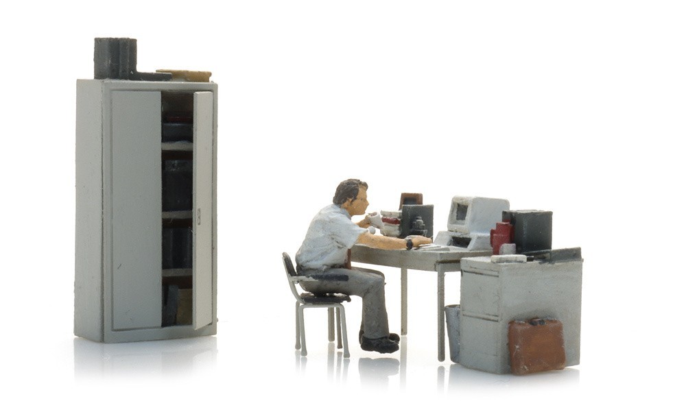 Office interior with figure