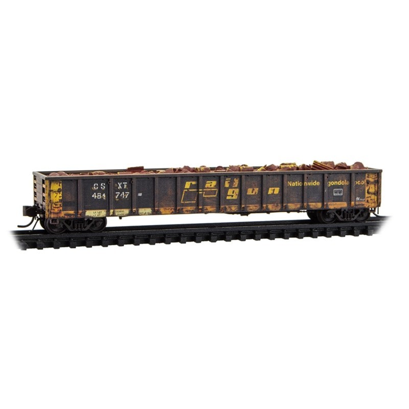 N MICRO-TRAINS 52'6" GREENVILLE 2494 MILL GONDOLA WEATHERED CSX EX-RAILGON #481747 ITEM# 170144050